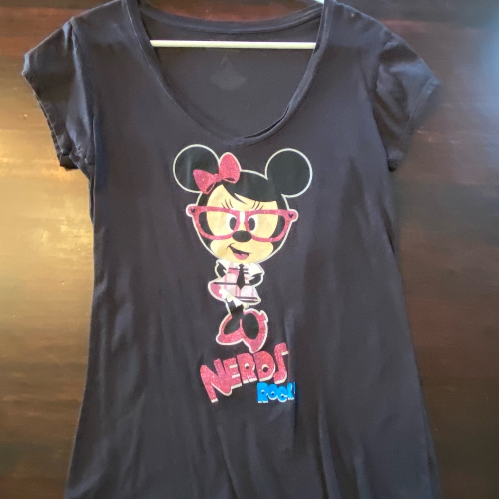Exclusive, rare Women’s black Minnie Mouse 'Nerds Rock' Tee